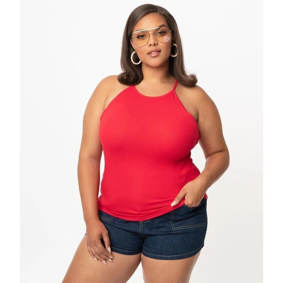 NWT Unique Vintage Red Halter Top Size 3X - Picture 1 of 11
